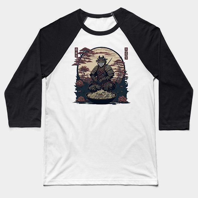 Japanese samurai with a bowl of ramen Baseball T-Shirt by arrowdesigns19